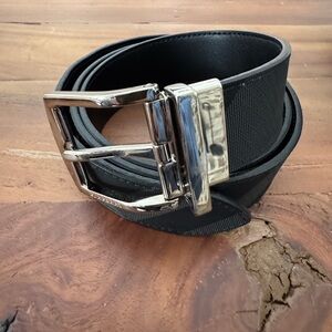 Burberry Men’s Reversible Check Leather Belt Black 36 waist